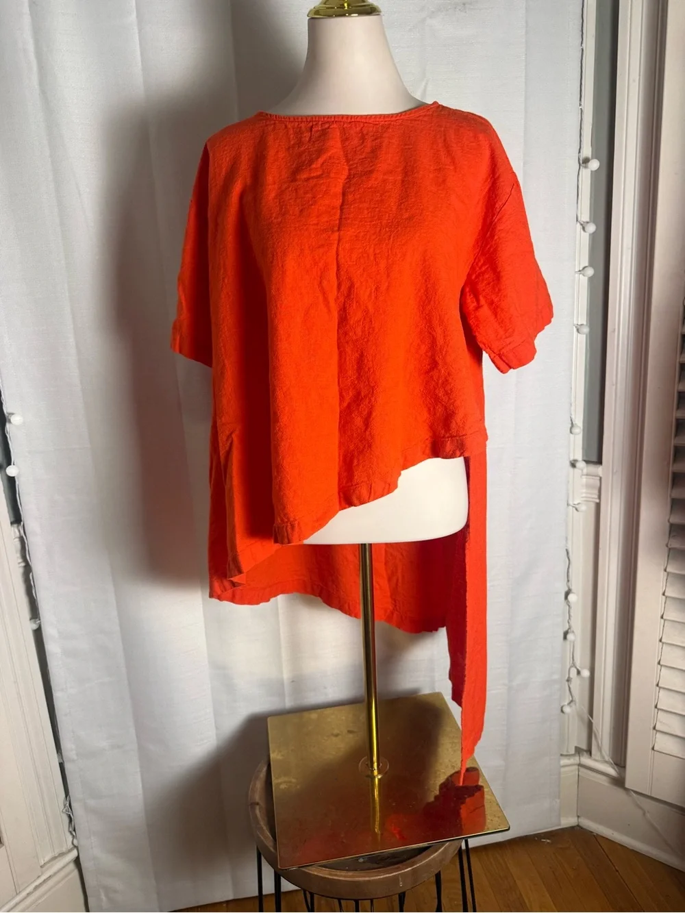 Free-est Free People S Orange Asymmetrical High Low Oversized Tunic Top